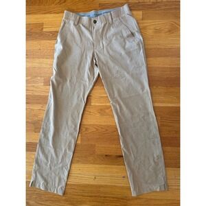 Under Armour Loose Fit Chino Pants Khaki Tan Mens Size 34x34 Flat Front Golf